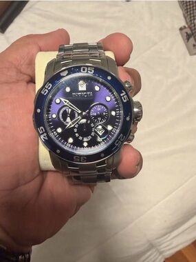 Invicta Pro Diver Chronograph Date Blue Dial Stainless Steel Men's Wristwatch